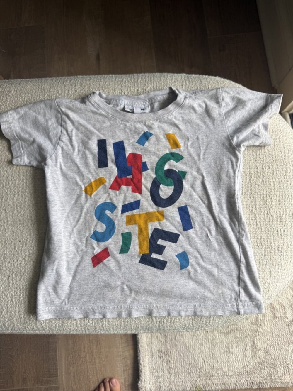 Lacoste Graphic Tee Heather Gray Cotton Crewneck Kids size 4T